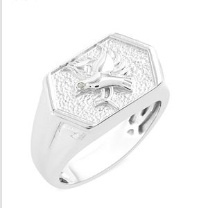 Mens Diamond Accent Stainless Steel Eagle Ring